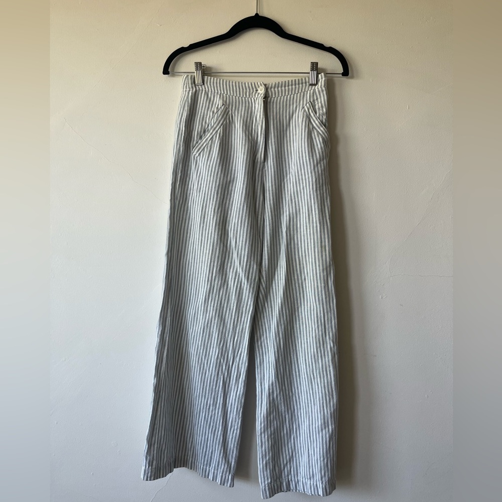Reformation Tahiti Striped Linen Crop Pants